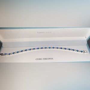 BNIB Danecraft Tennis Bracelet Sapphire & Cubic Zirconia